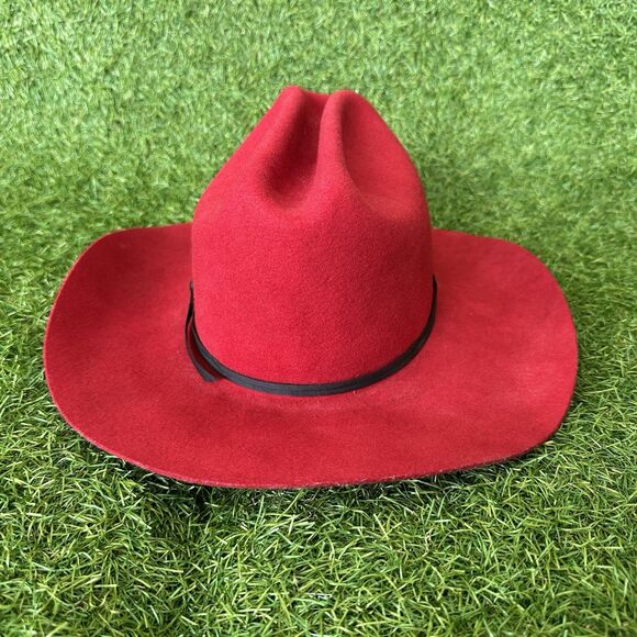Vtg Wrangler Riata Rodeo Queen Hat 6-7/8 Small Western Cowboy Hat Red Wool USA - Picture 4 of 11